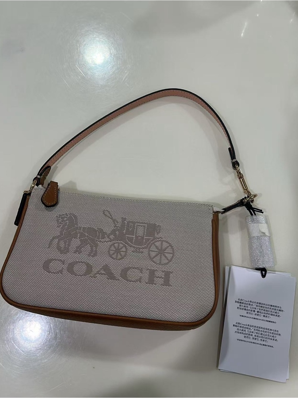 Coach Tan & Cream Signature Canvas Wristlet